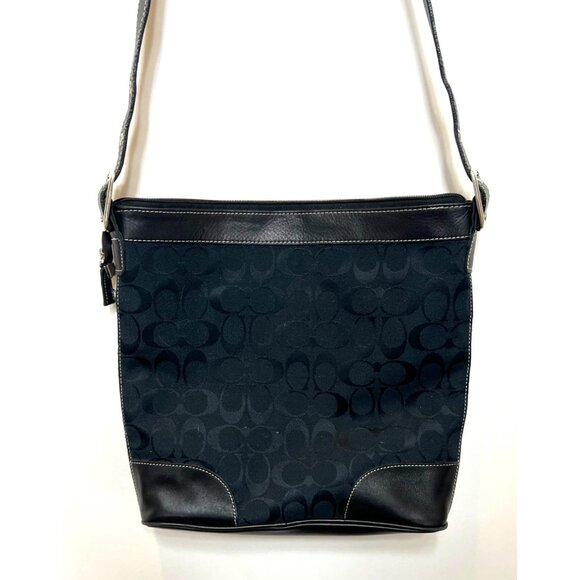 Coach Legacy Slim Duffle Signature Monogram Black Canvas Adjustable Shoulder Bag - Picture 1 of 10